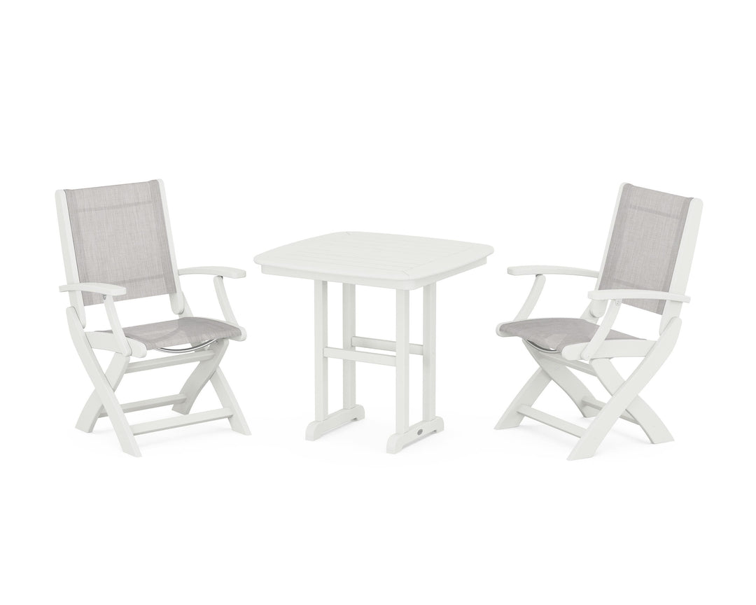POLYWOOD® Coastal Folding Chair 3-Piece Dining Set