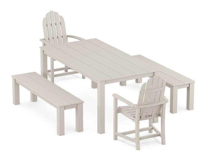 POLYWOOD® Classic Adirondack 5-Piece Parsons Dining Set with Benches