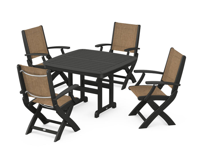 POLYWOOD® Coastal Folding Chair 5-Piece Dining Set