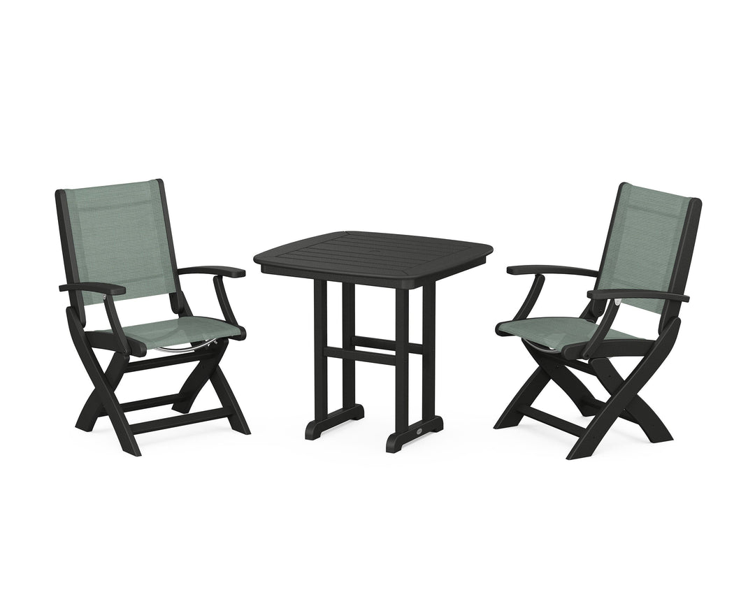 POLYWOOD® Coastal Folding Chair 3-Piece Dining Set