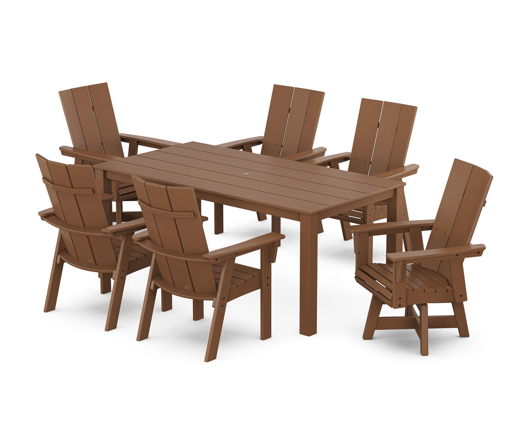 POLYWOOD® Modern Curveback Adirondack 7-Piece Parsons Swivel Dining Set