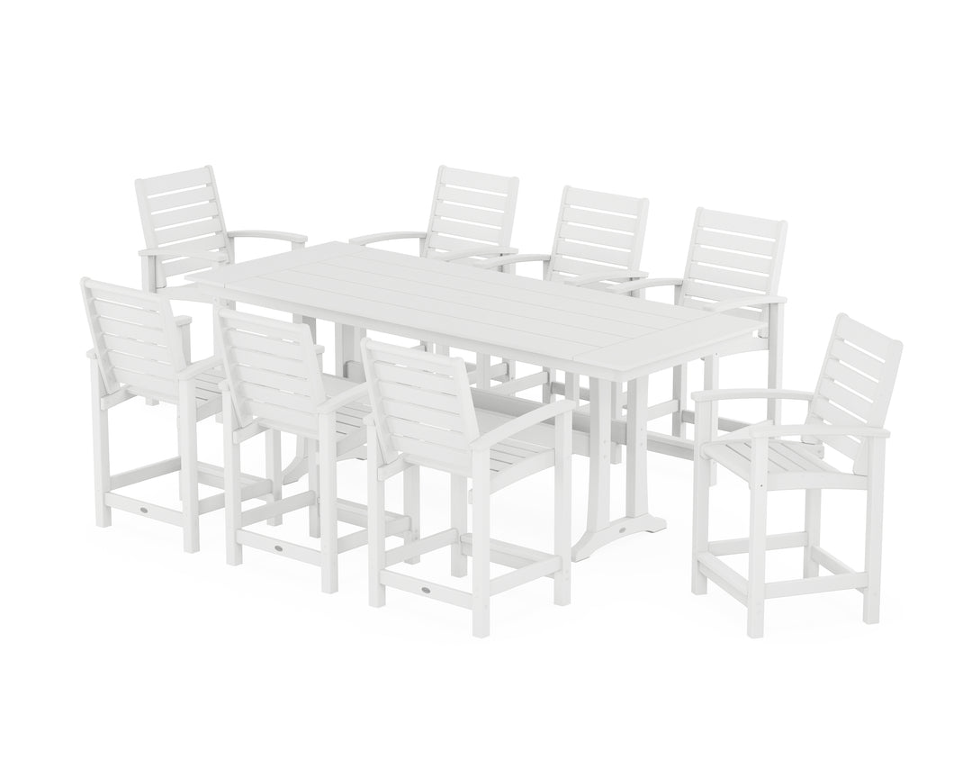 POLYWOOD® Signature 9-Piece Farmhouse Counter Set with Trestle Legs