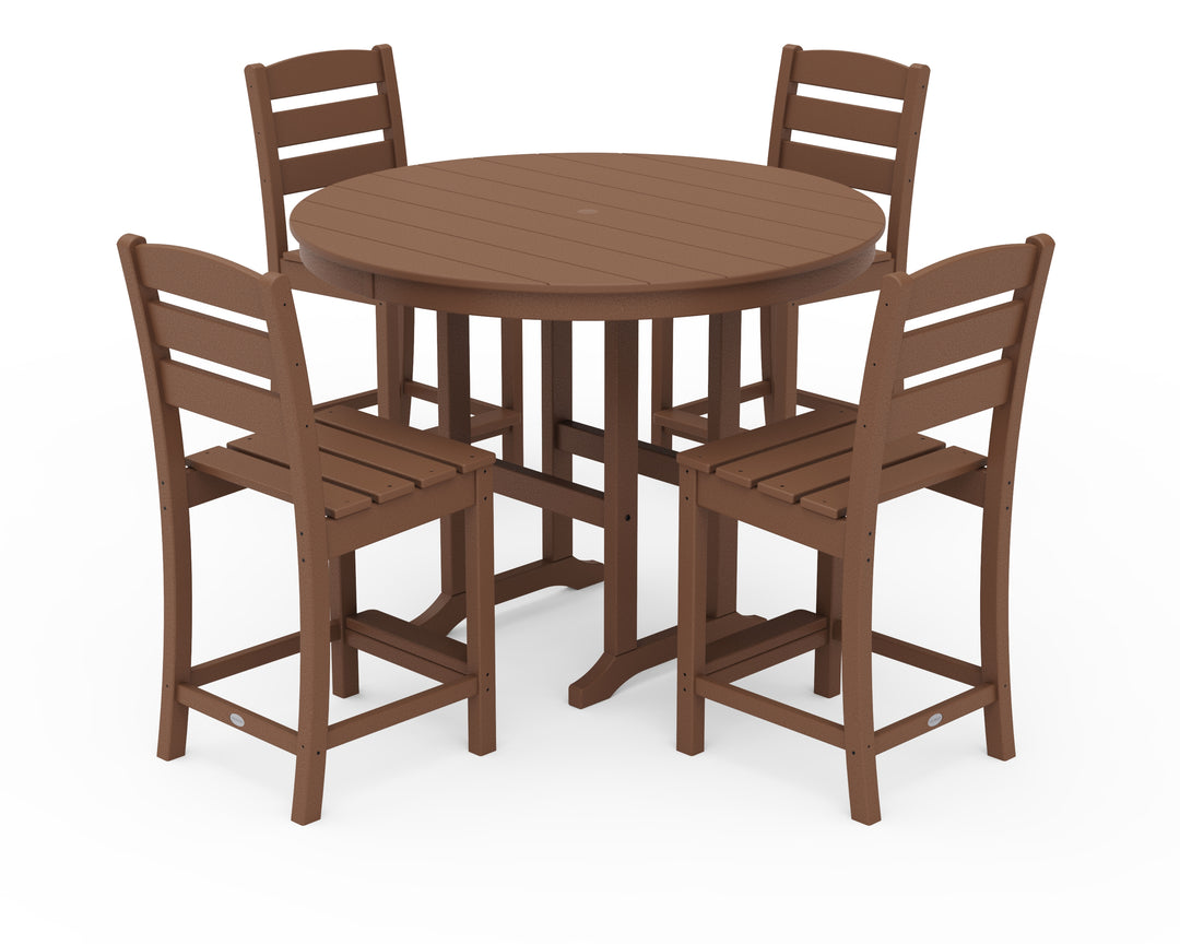 POLYWOOD® Lakeside 5-Piece Farmhouse Round Side Chair Counter  Set