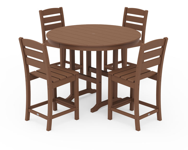 POLYWOOD® Lakeside 5-Piece Farmhouse Round Side Chair Counter  Set