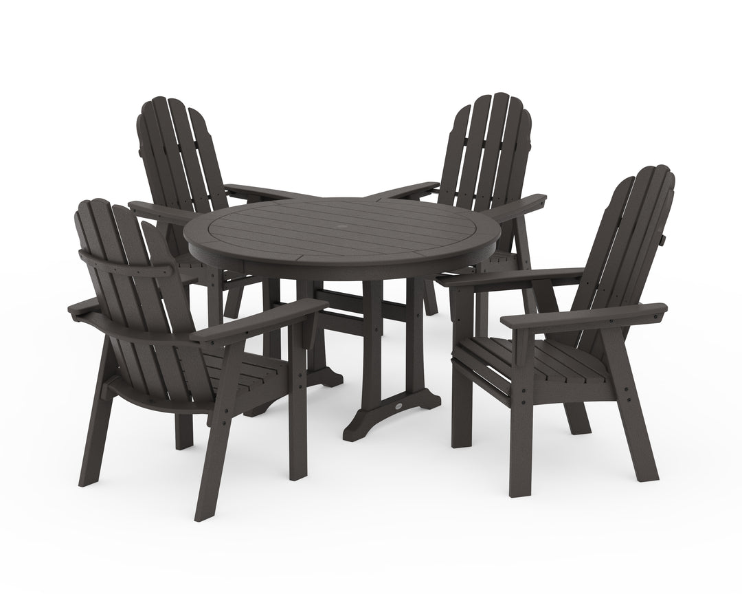 POLYWOOD® Vineyard Curveback Adirondack 5-Piece Nautical Trestle Dining Set