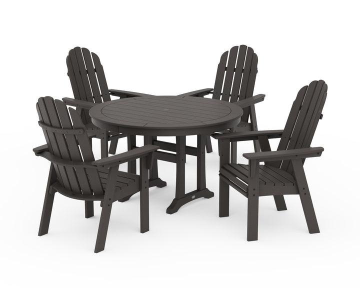 POLYWOOD® Vineyard Curveback Adirondack 5-Piece Nautical Trestle Dining Set