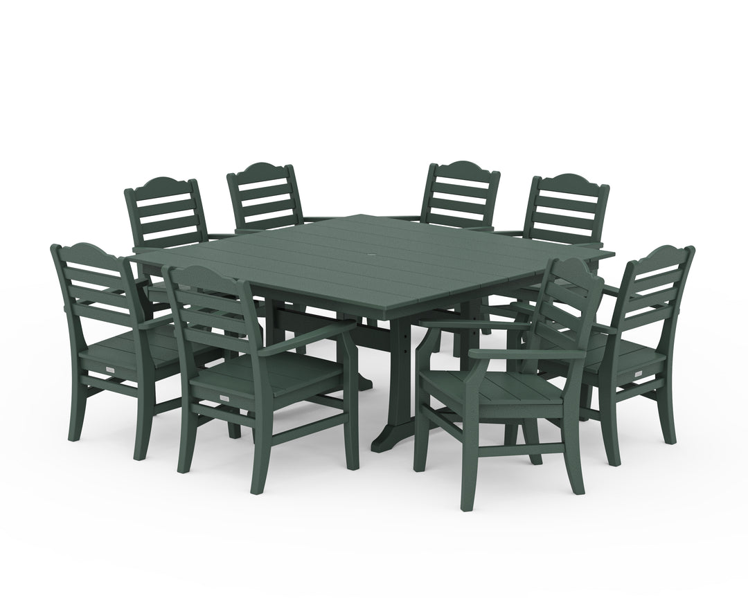 POLYWOOD® Savannah 9-Piece Square Farmhouse Dining Set with Trestle Legs