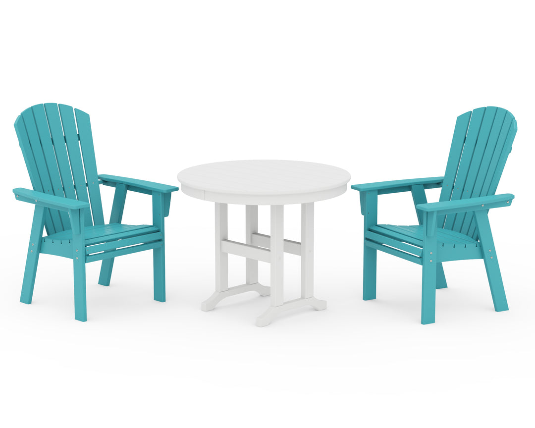 POLYWOOD® Nautical Adirondack 3-Piece Round Dining Set