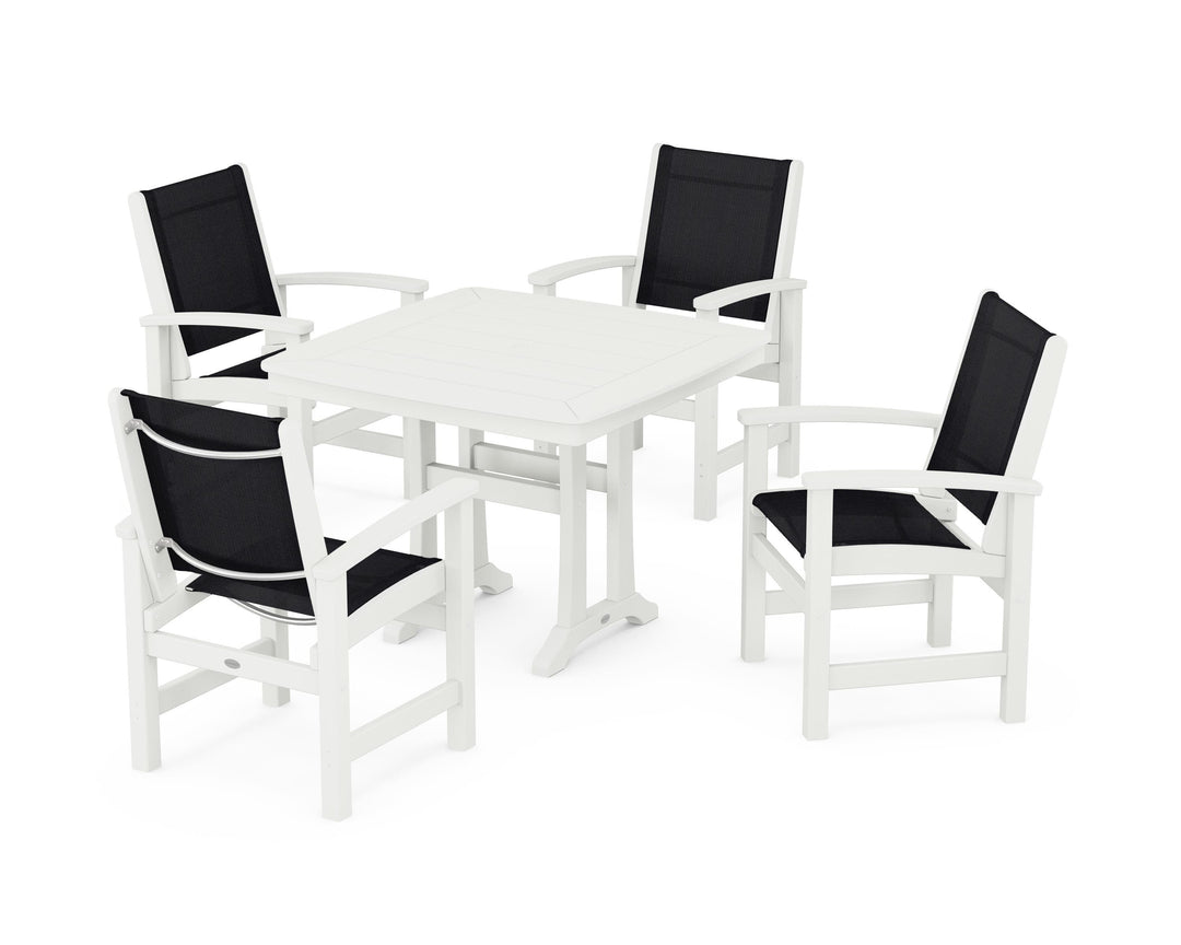 POLYWOOD® Coastal 5-Piece Dining Set with Trestle Legs
