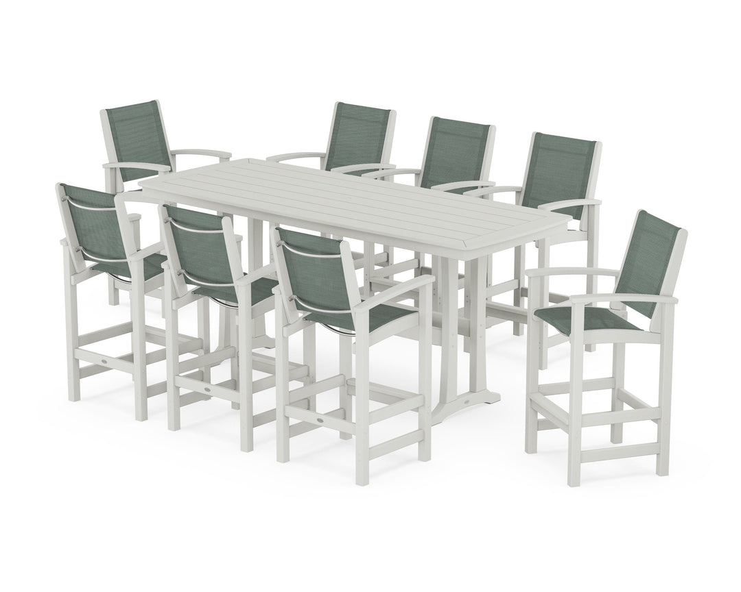 POLYWOOD® Coastal 9-Piece Bar Set with Trestle Legs