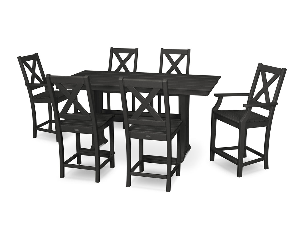 POLYWOOD® Braxton 7-Piece Farmhouse Trestle Counter Set