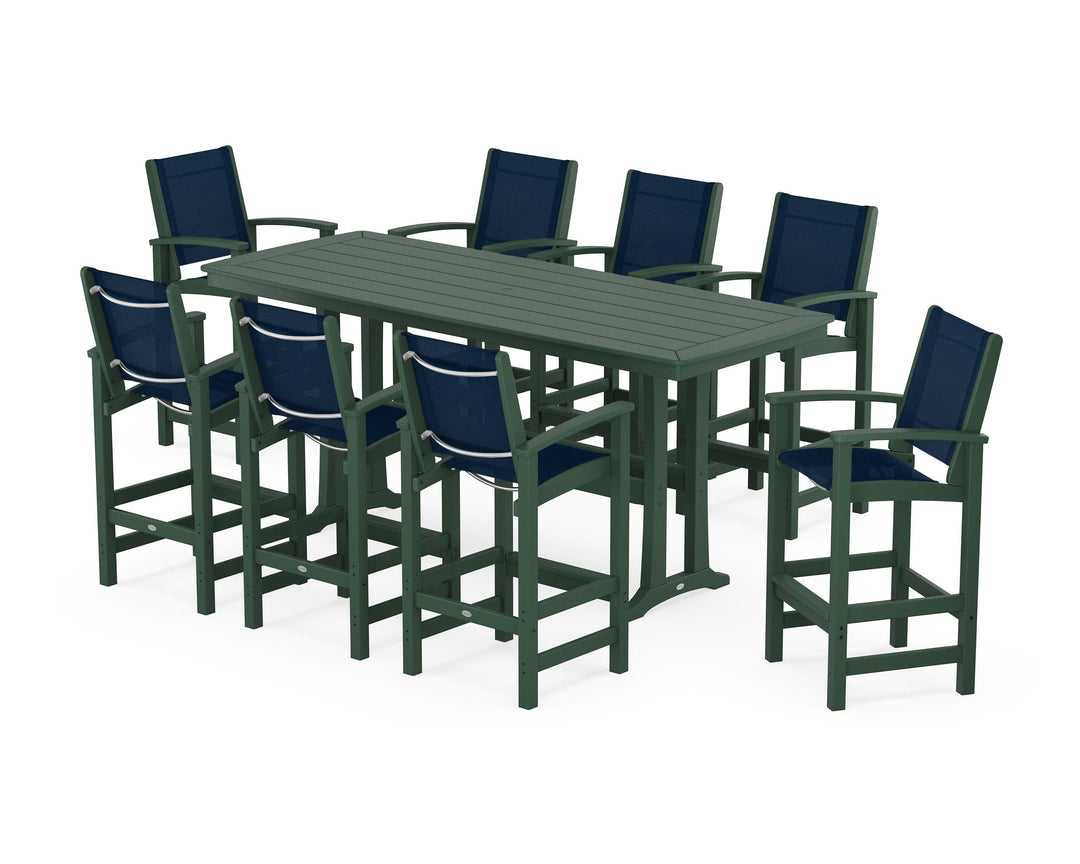 POLYWOOD® Coastal 9-Piece Bar Set with Trestle Legs