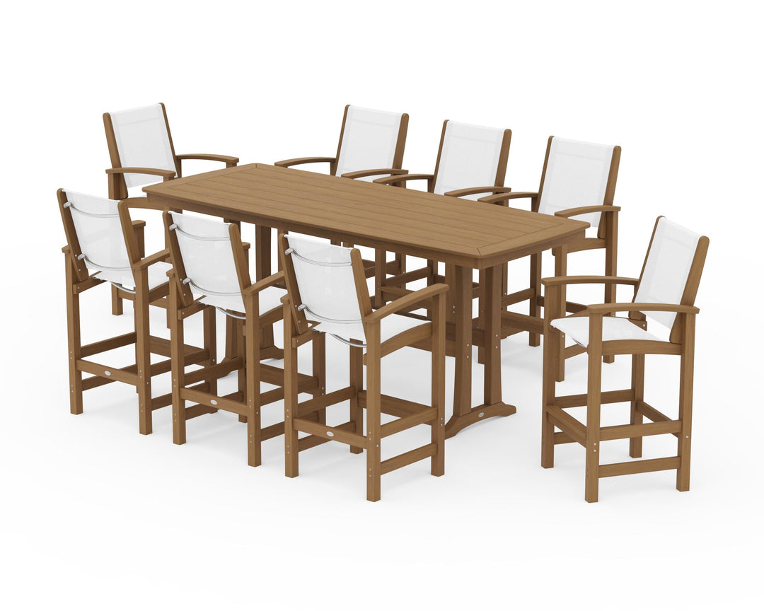 POLYWOOD® Coastal 9-Piece Bar Set with Trestle Legs