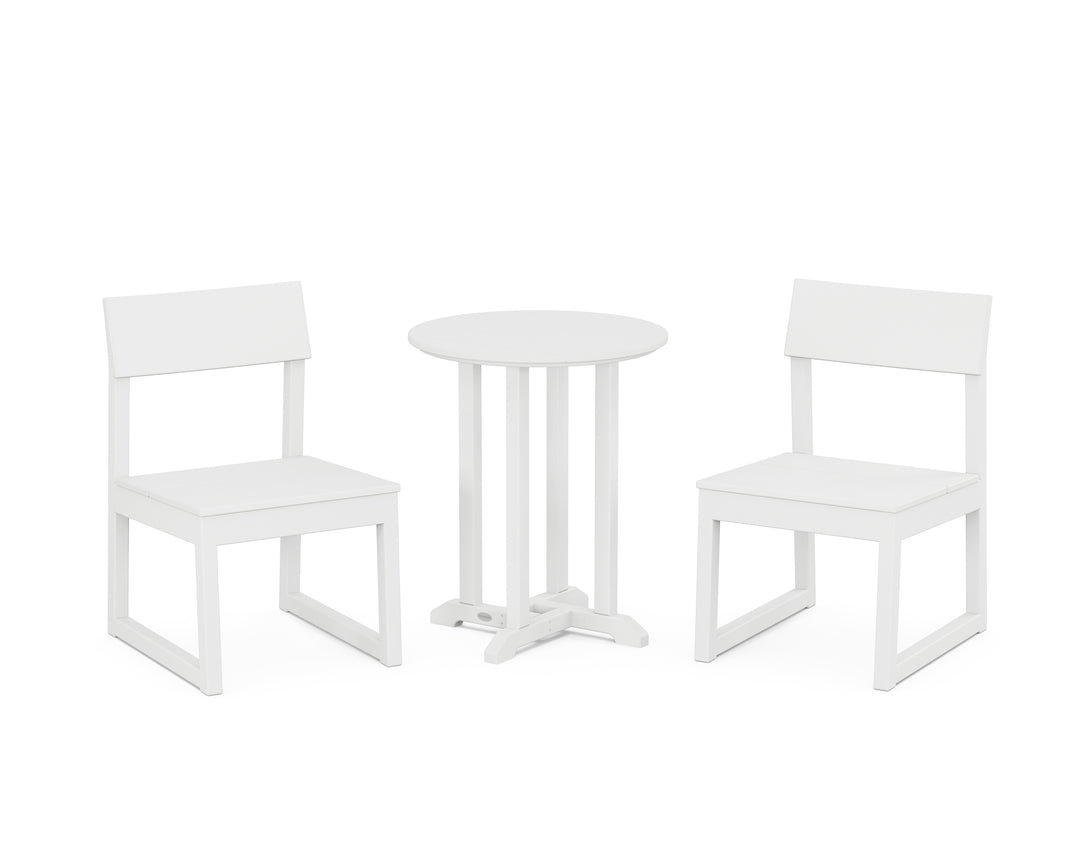 POLYWOOD® EDGE Side Chair 3-Piece Round Bistro Dining Set