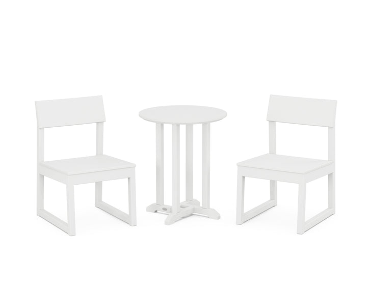 POLYWOOD® EDGE Side Chair 3-Piece Round Bistro Dining Set