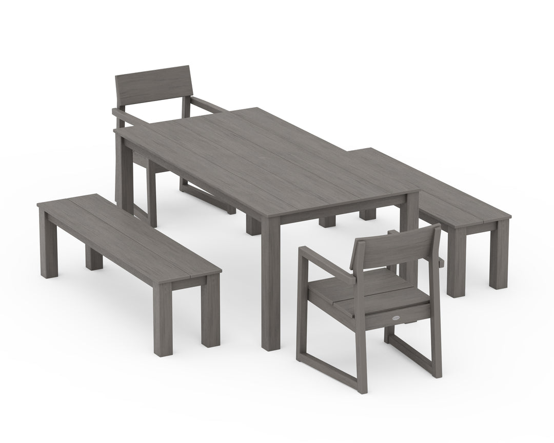POLYWOOD® EDGE 5-Piece Parsons Dining Set with Benches