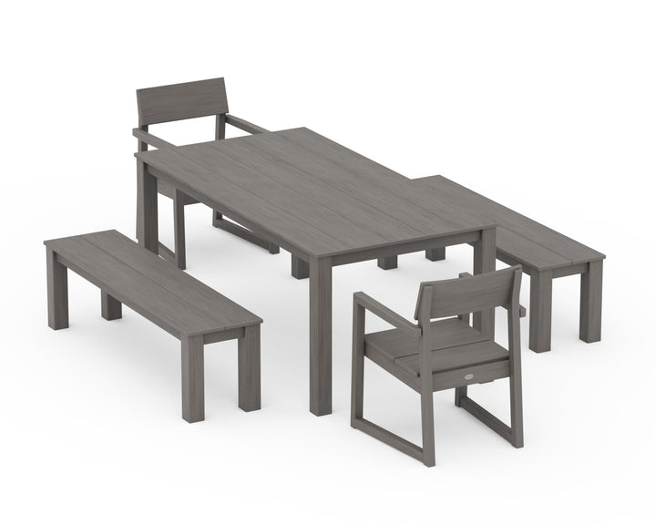POLYWOOD® EDGE 5-Piece Parsons Dining Set with Benches