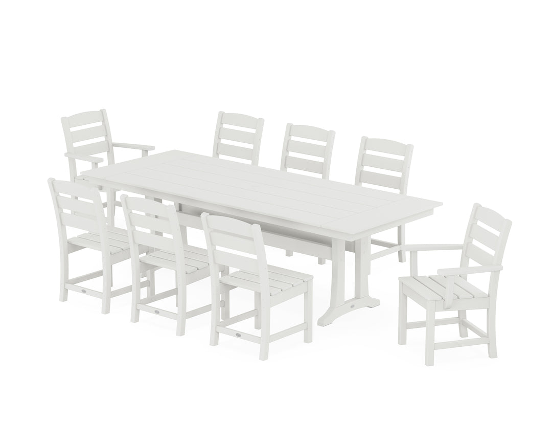 POLYWOOD® Lakeside 9-Piece Farmhouse Dining Set with Trestle Legs