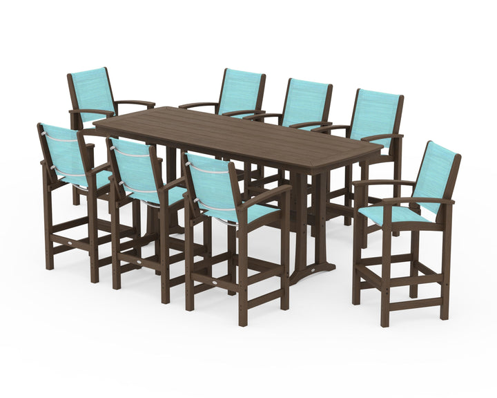 POLYWOOD® Coastal 9-Piece Bar Set with Trestle Legs