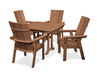 Modern Curveback Adirondack 5-Piece Farmhouse Trestle Dining Set