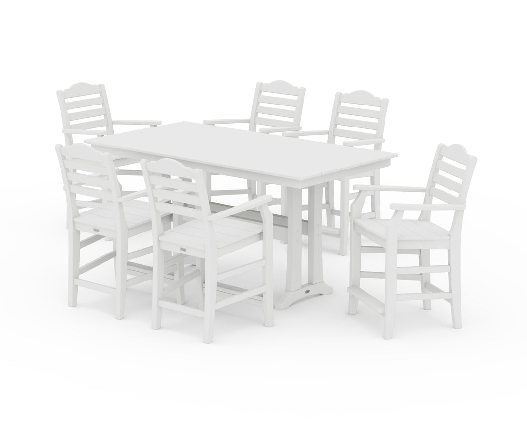 Draper James™ by  POLYWOOD® Savannah Arm Chair 7-Piece Farmhouse Counter Set with Trestle Legs