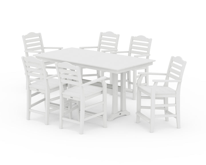 Draper James™ by  POLYWOOD® Savannah Arm Chair 7-Piece Farmhouse Counter Set with Trestle Legs