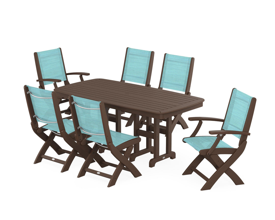 POLYWOOD® Coastal Folding Chair 7-Piece Dining Set