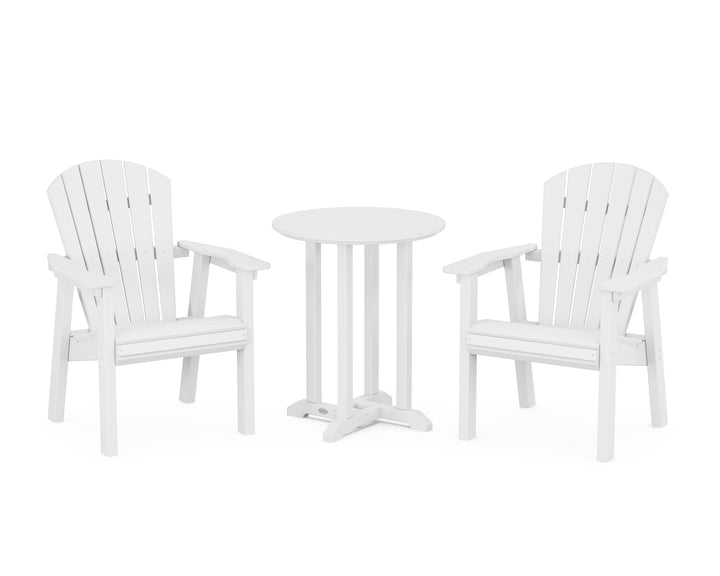 POLYWOOD® Seashell 3-Piece Round Farmhouse Bistro Dining Set