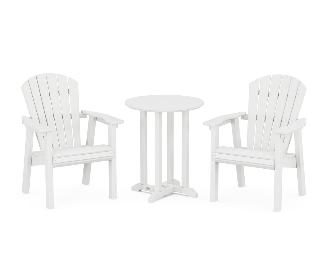 POLYWOOD® Seashell 3-Piece Round Farmhouse Bistro Dining Set