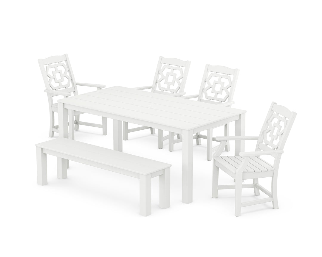 Martha Stewart by POLYWOOD® Chinoiserie 6-Piece Parsons Dining Set with Bench