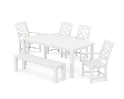 Chinoiserie 6-Piece Parsons Dining Set with Bench