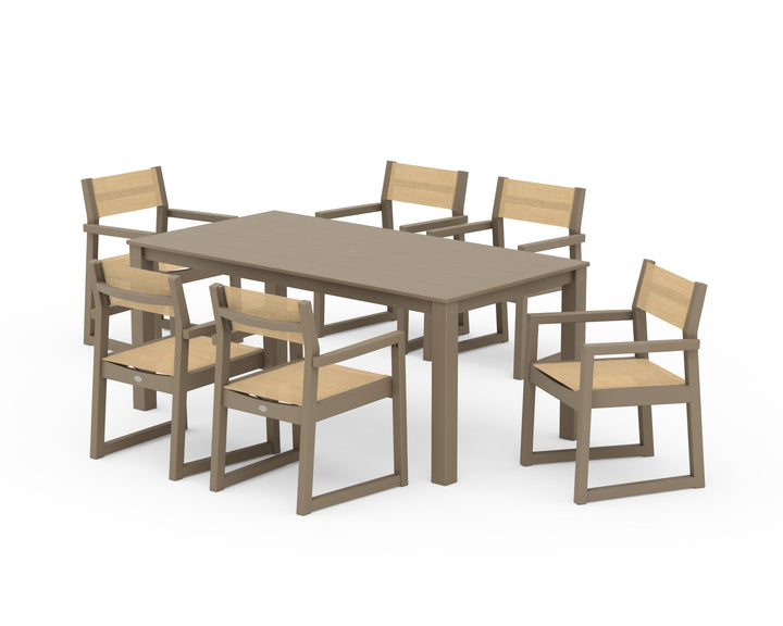 POLYWOOD® EDGE Sling Arm Chair 7-Piece Parsons Dining Set