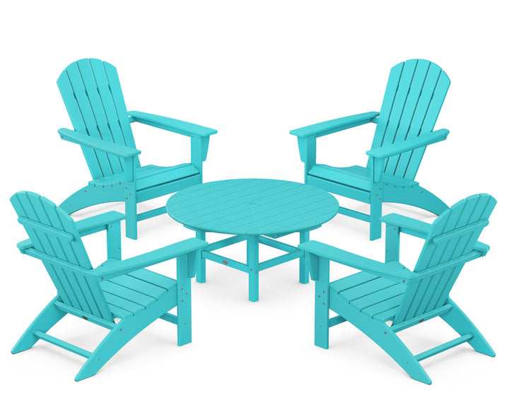 POLYWOOD® Nautical 5-Piece Adirondack Chair Conversation Set