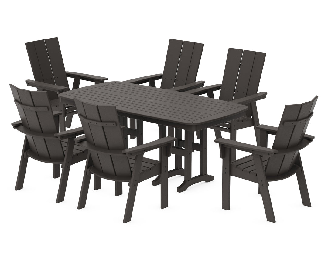 POLYWOOD® Modern Curveback Adirondack 7-Piece Dining Set