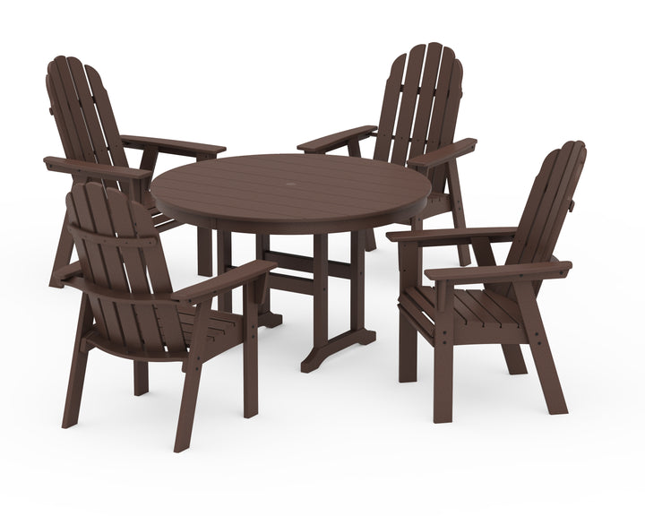 POLYWOOD® Vineyard Curveback Adirondack 5-Piece Round Farmhouse Dining Set