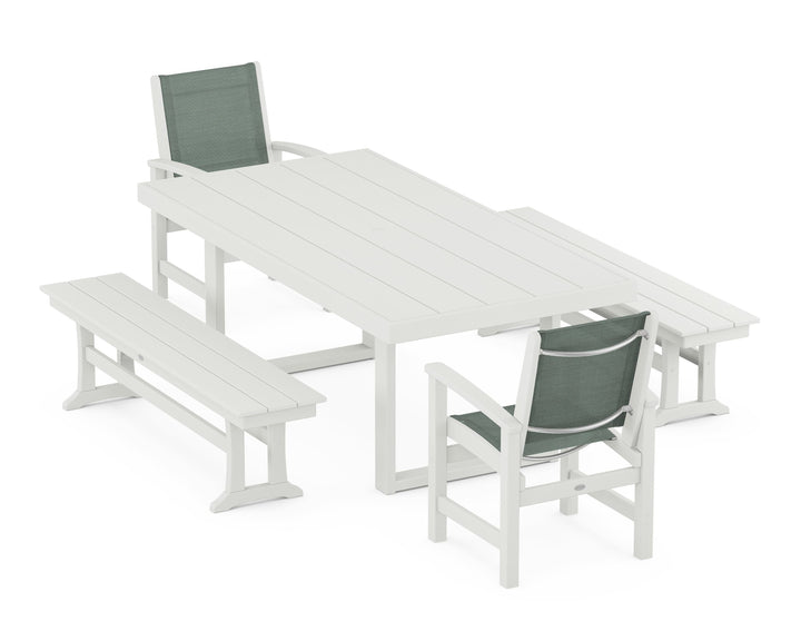 POLYWOOD® Coastal 5-Piece Dining Set with Trestle Legs