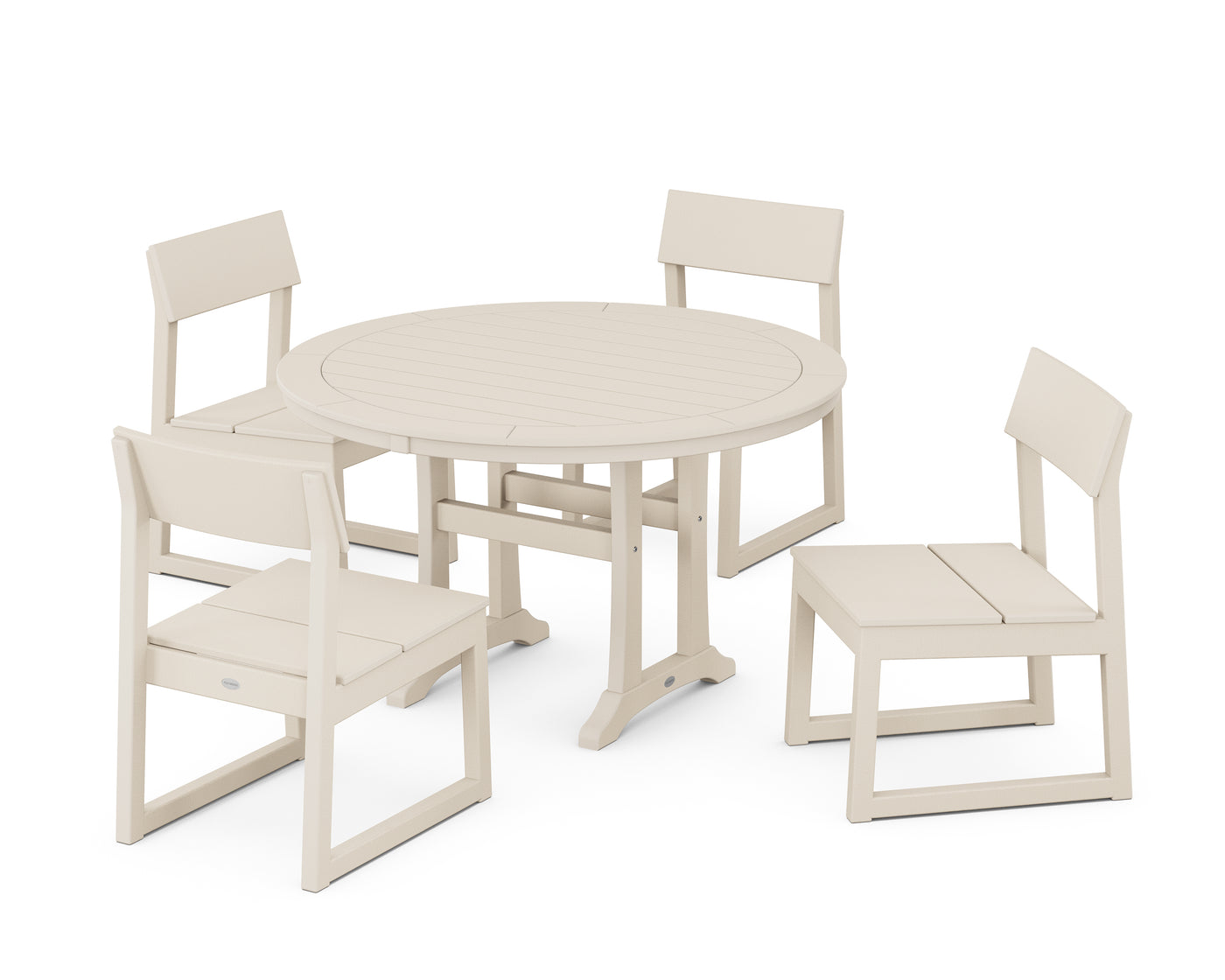 EDGE Side Chair 5-Piece Round Dining Set With Trestle Legs