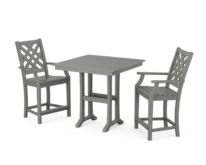 Country Living Wovendale 3-Piece Farmhouse Counter Set with Trestle Legs