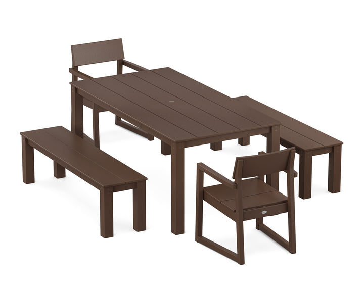 POLYWOOD® EDGE 5-Piece Parsons Dining Set with Benches