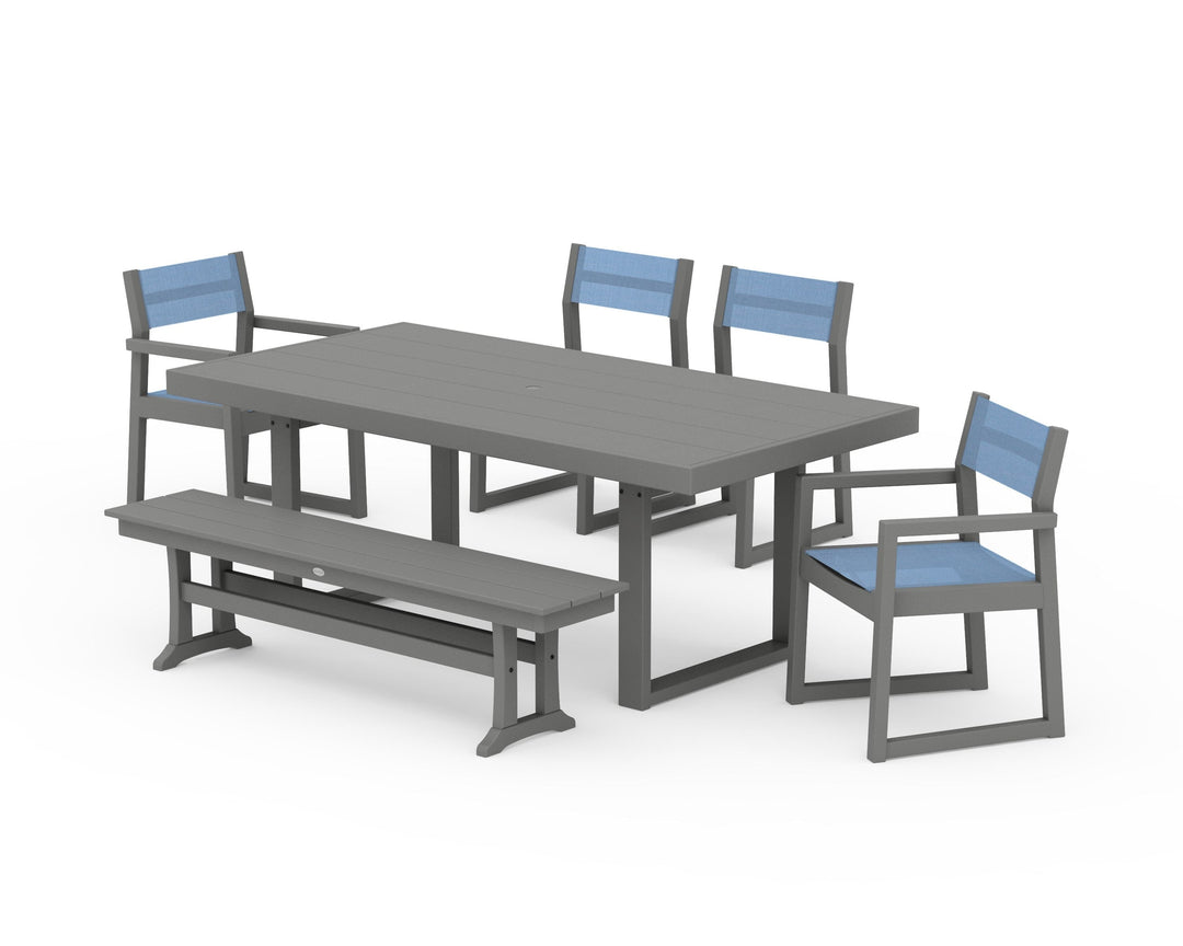 POLYWOOD® EDGE Sling 6-Piece Dining Set with Bench