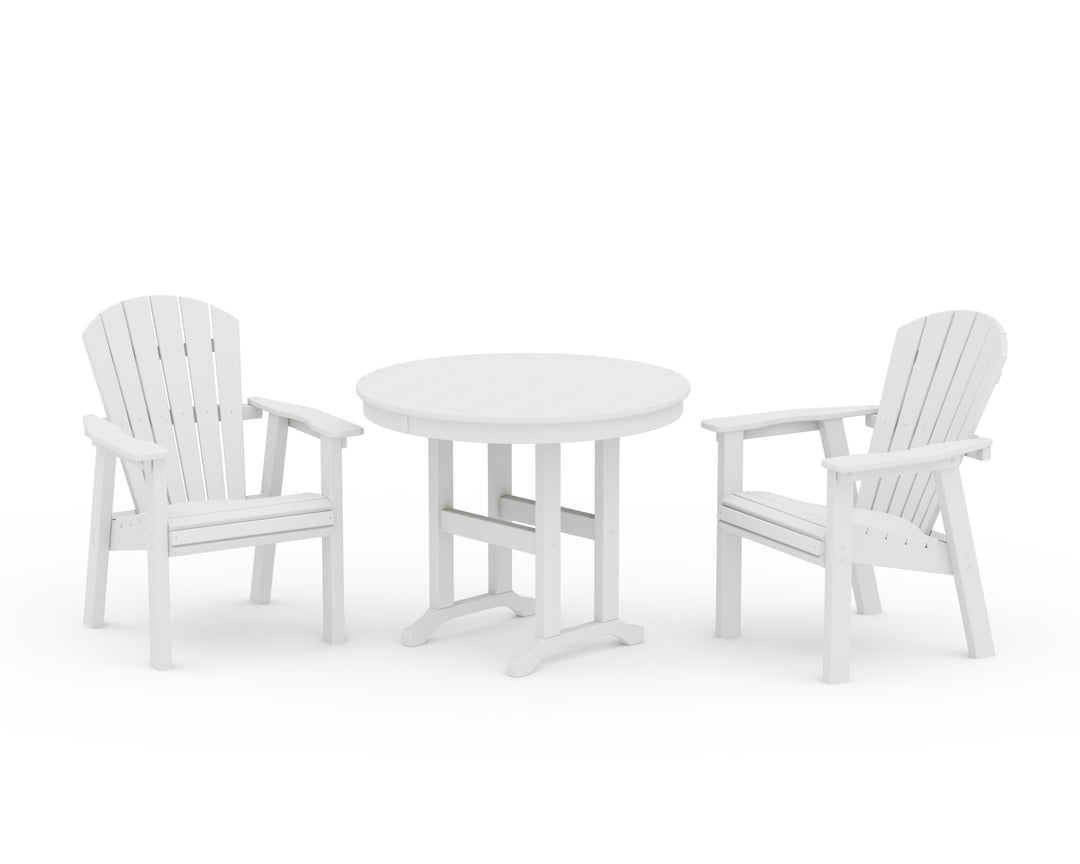 POLYWOOD® Seashell 3-Piece Round Farmhouse Dining Set
