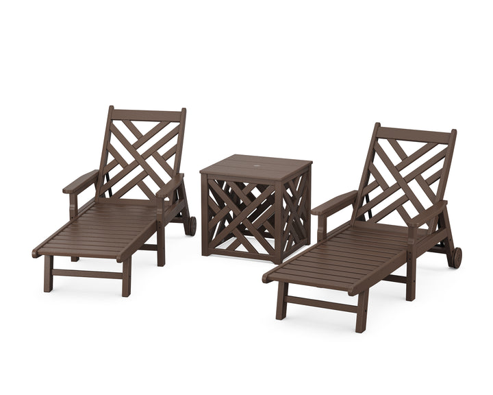 POLYWOOD® Chippendale 3-Piece Chaise Set with Umbrella Stand Accent Table