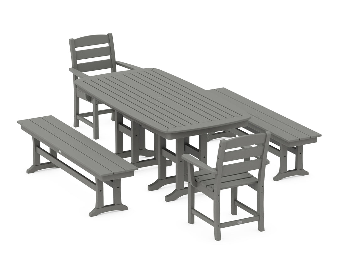 POLYWOOD® Lakeside 5-Piece Dining Set with Benches