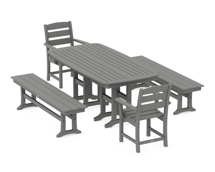 POLYWOOD® Lakeside 5-Piece Dining Set with Benches