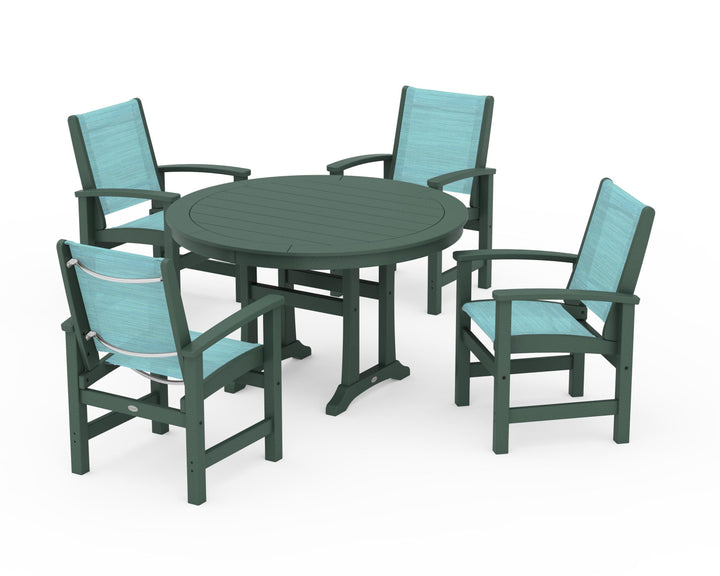 POLYWOOD® Coastal 5-Piece Round Dining Set with Trestle Legs