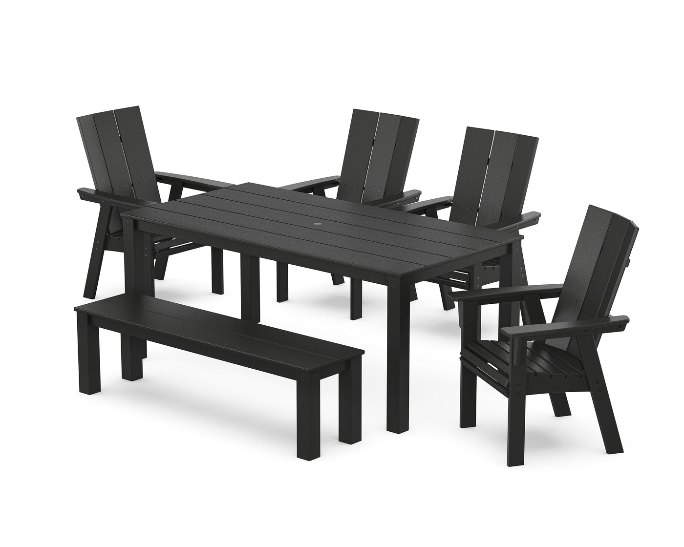 Modern Curveback Adirondack 6-Piece Parsons Dining Set with Bench