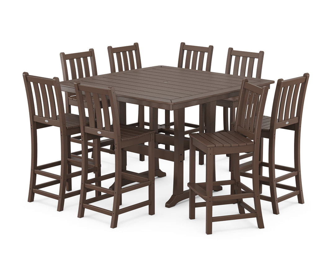 POLYWOOD® Traditional Garden 9-Piece Nautical Trestle Bar Set