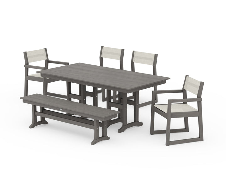 POLYWOOD® EDGE Sling 6-Piece Farmhouse Dining Set