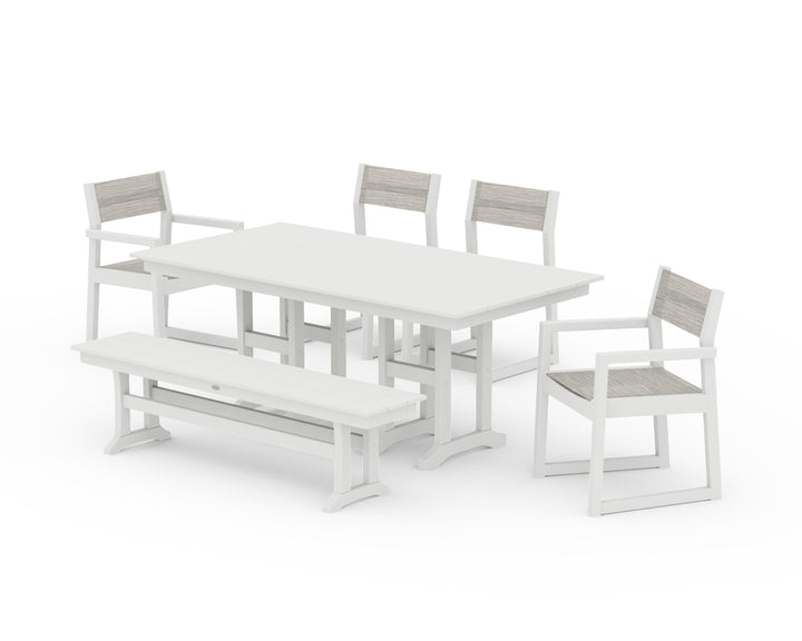 POLYWOOD® EDGE Sling 6-Piece Farmhouse Dining Set