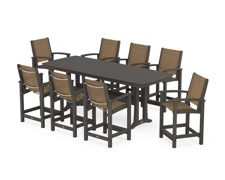 POLYWOOD® Coastal 9-Piece Counter Set with Trestle Legs